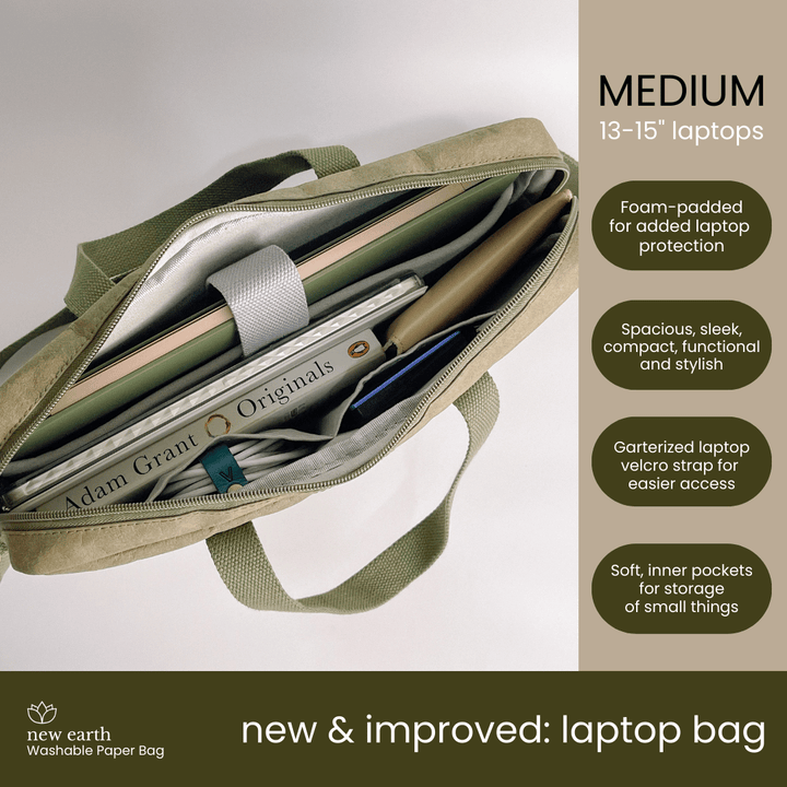 MEDIUM Washable Paper Laptop Bag