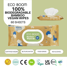 Load image into Gallery viewer, ECO BOOM 60 Sheets 100% Biodegradable Bamboo Wipes
