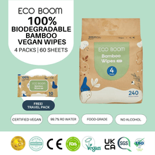 Load image into Gallery viewer, ECO BOOM 60 Sheets 100% Biodegradable Bamboo Wipes
