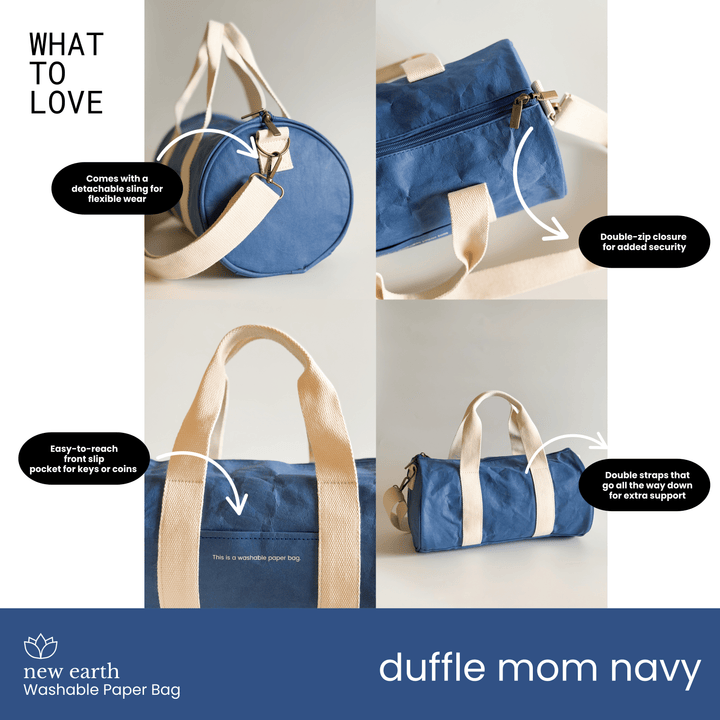 NEW! DUFFLE MOM Washable Paper Bag