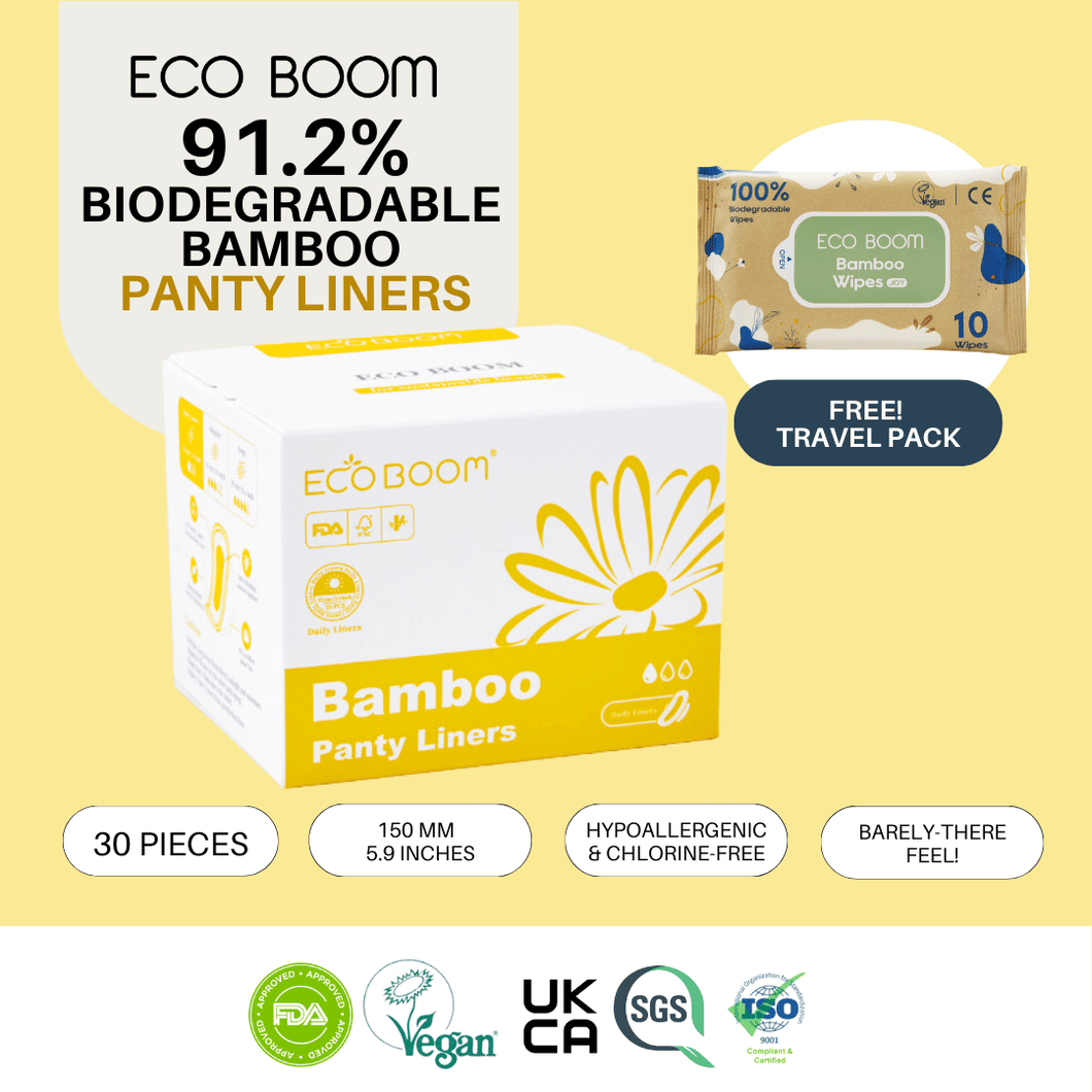 ECO BOOM PANTY LINERS Feminine Biodegradable Bamboo Sanitary Pads