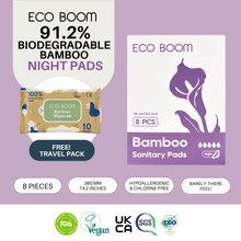 Load image into Gallery viewer, ECO BOOM NIGHT PADS Feminine Biodegradable Bamboo Sanitary Pads
