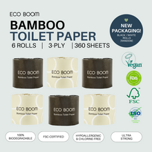 Load image into Gallery viewer, ECO BOOM Biodegradable Bamboo Toilet Paper Roll
