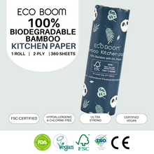 Load image into Gallery viewer, ECO BOOM Biodegradable Bamboo Kitchen Paper Roll
