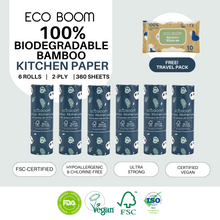 Load image into Gallery viewer, ECO BOOM Biodegradable Bamboo Kitchen Paper Roll
