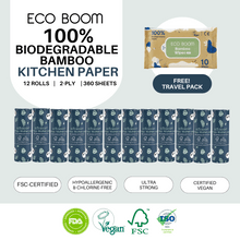 Load image into Gallery viewer, ECO BOOM Biodegradable Bamboo Kitchen Paper Roll
