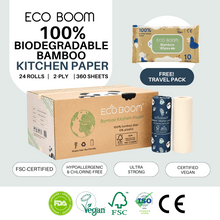 Load image into Gallery viewer, ECO BOOM Biodegradable Bamboo Kitchen Paper Roll
