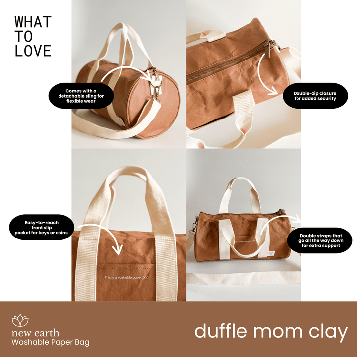 NEW! DUFFLE MOM Washable Paper Bag