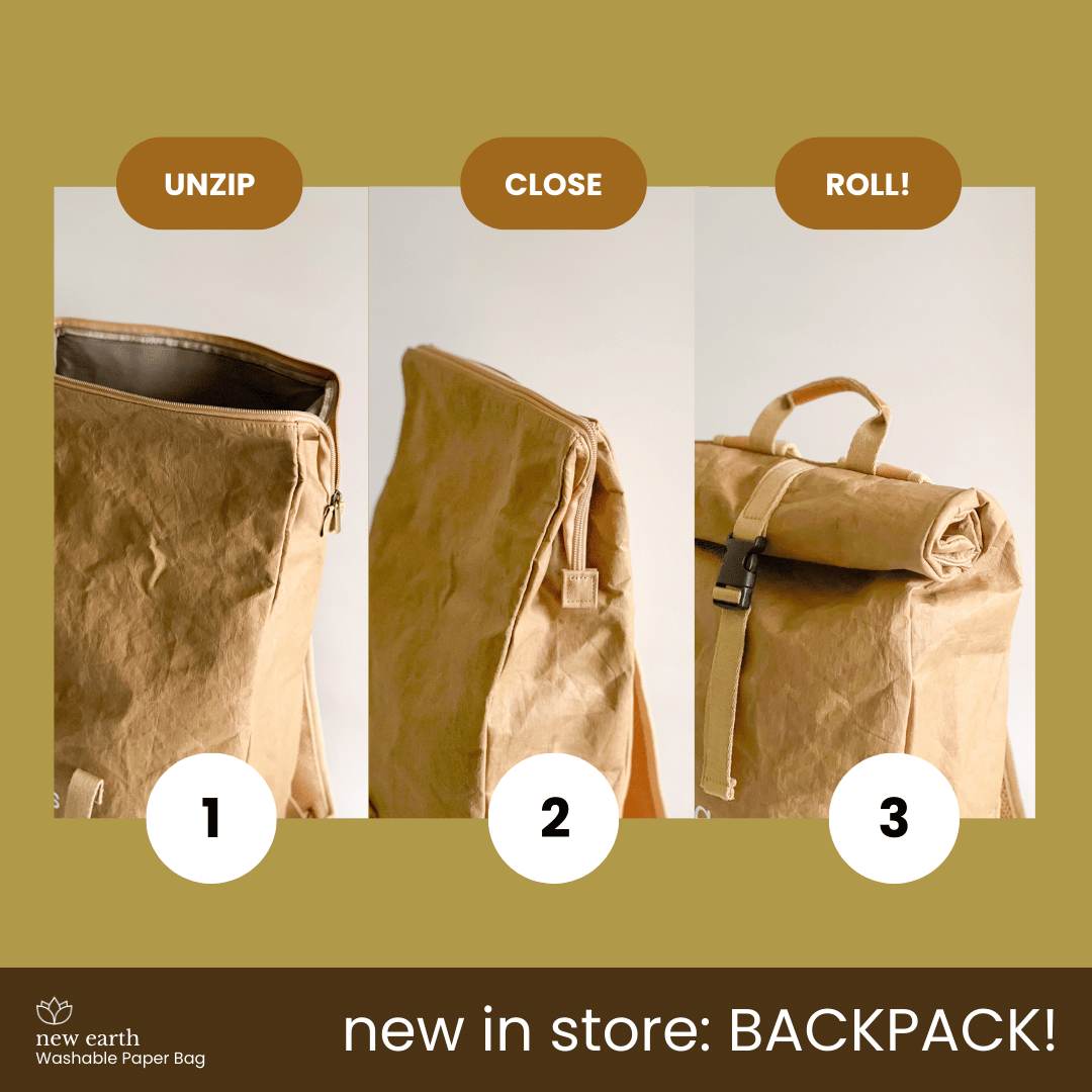 BACKPACK Washable Paper Bag Tan