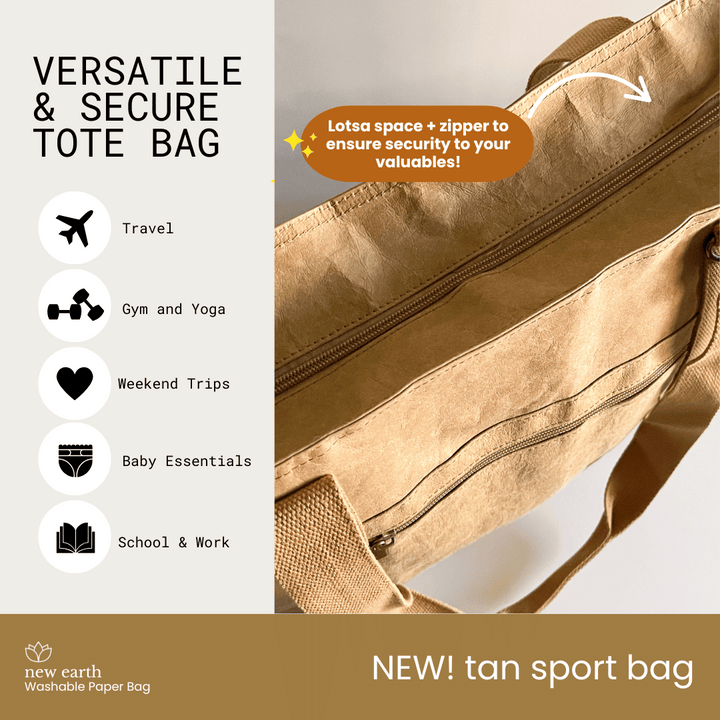 NEW! LARGE SPORT Washable Paper Bag