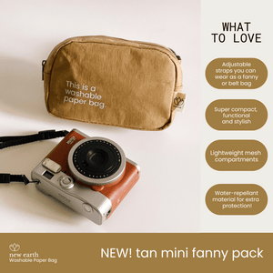 NEW IN STORE! New Earth Mini Fanny Pack Washable Paper Bag