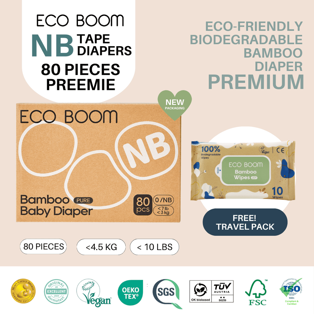 ECO BOOM PREMIUM Biodegradable Bamboo Tape Diapers