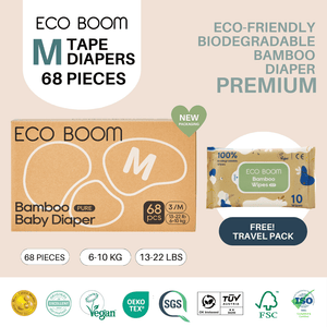 ECO BOOM PREMIUM Biodegradable Bamboo Tape Diapers