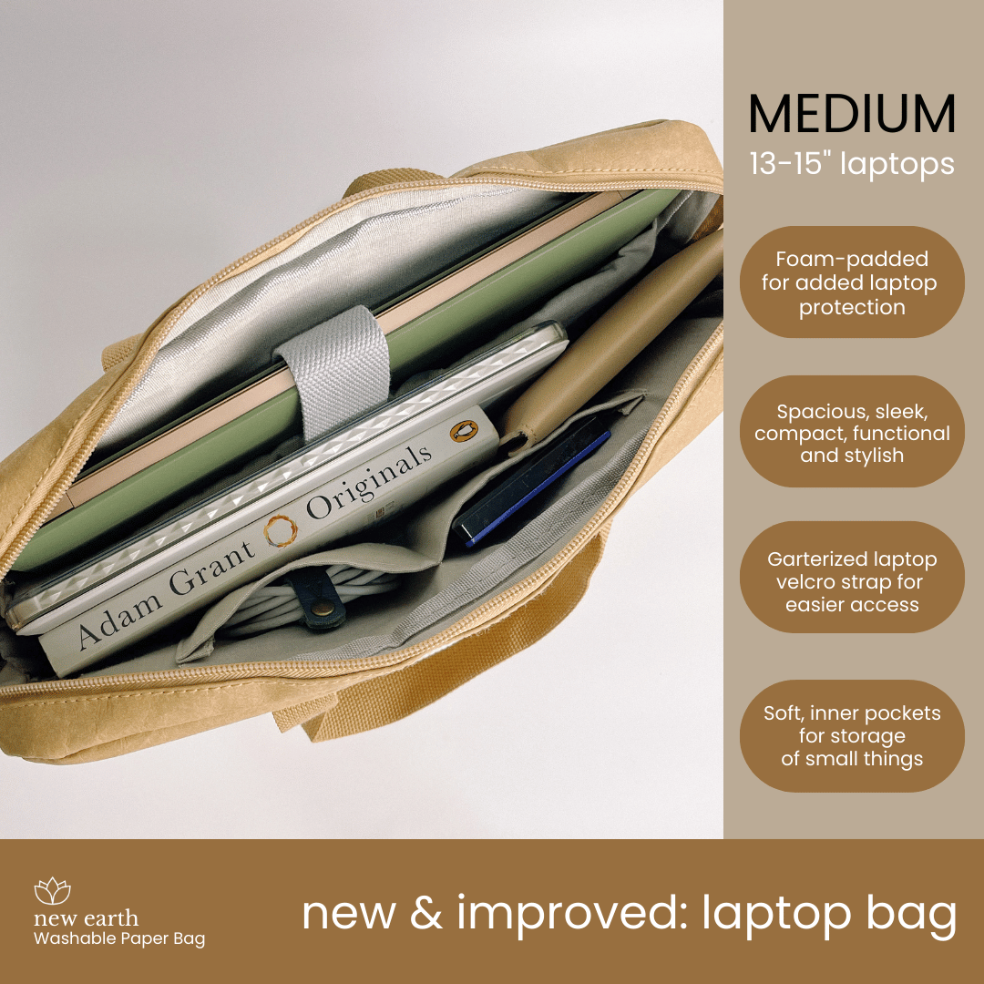 MEDIUM Washable Paper Laptop Bag