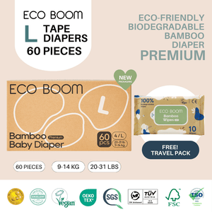 ECO BOOM PREMIUM Biodegradable Bamboo Tape Diapers