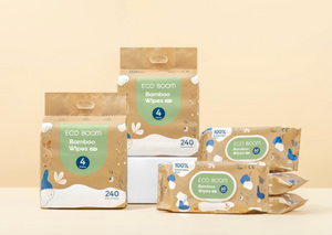ECO BOOM Bag of 4 100% Biodegradable Bamboo Wipes