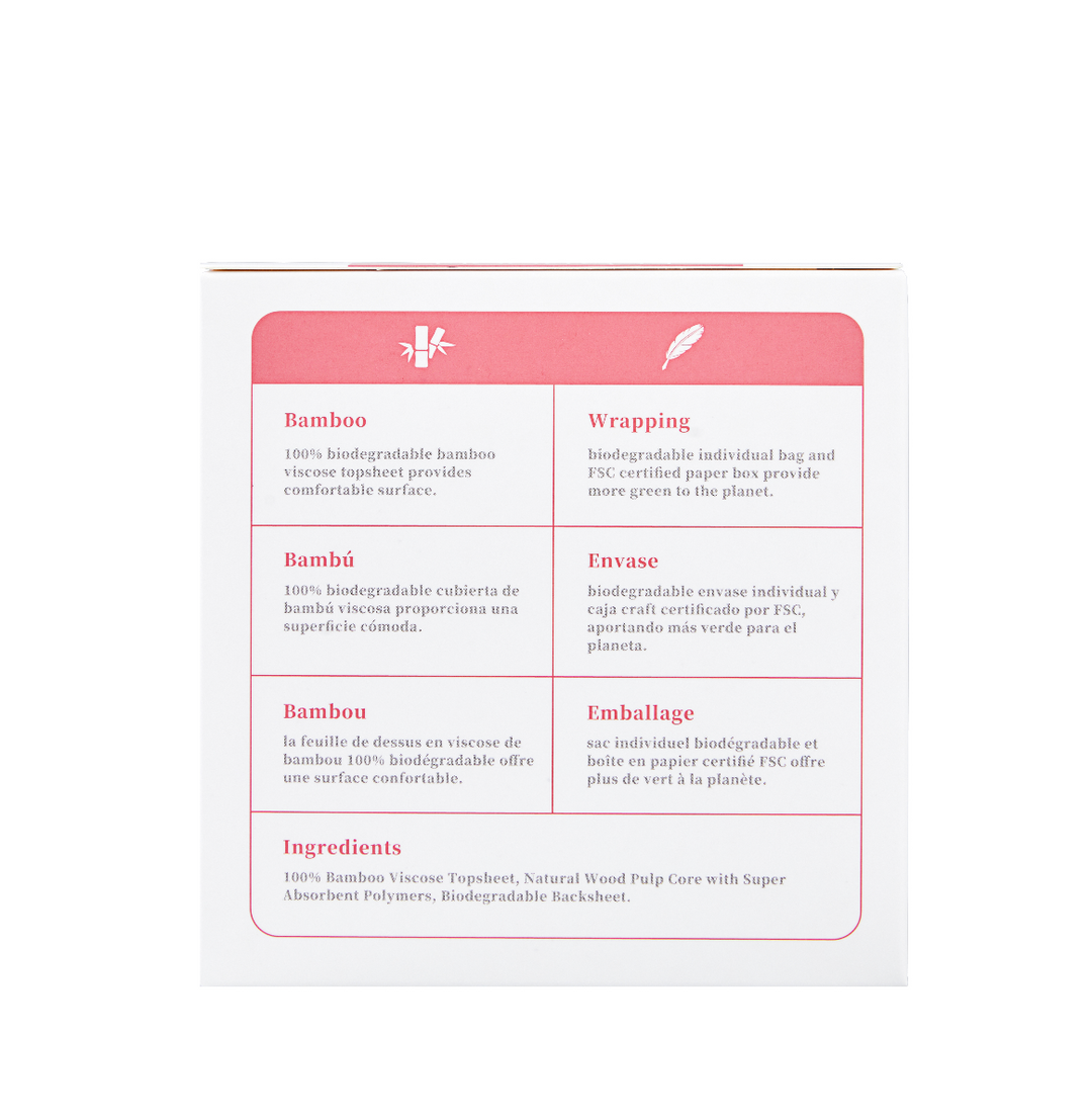 ECO BOOM DAY PADS Feminine Biodegradable Bamboo Sanitary Pads