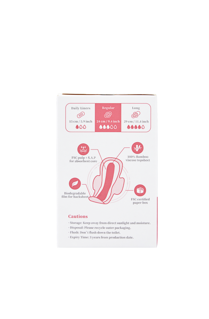 ECO BOOM DAY PADS Feminine Biodegradable Bamboo Sanitary Pads